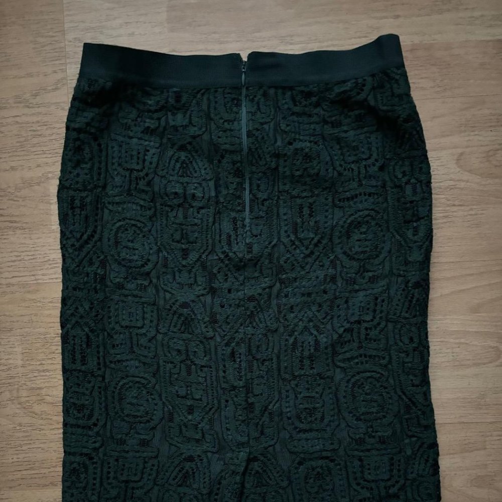 Ann Taylor Forest Green French Lace Skirt